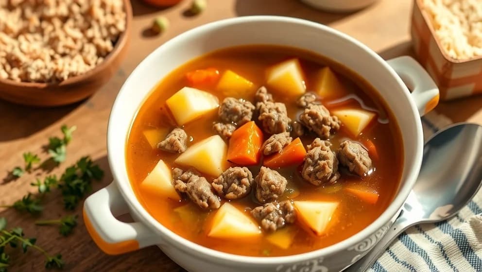 Köttfärssoppa med potatis och morötter