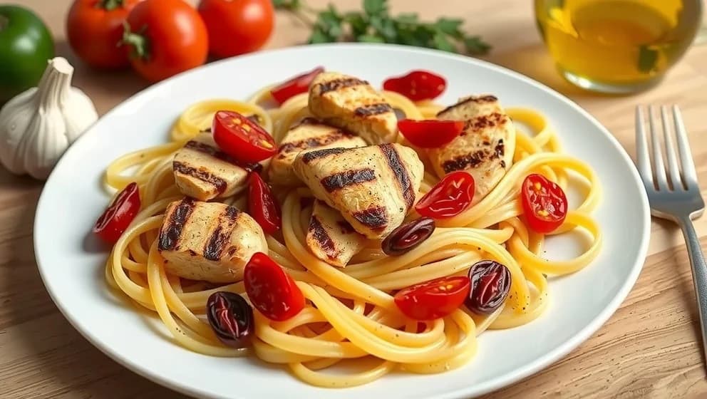 Pasta kyckling soltorkade tomater hemma