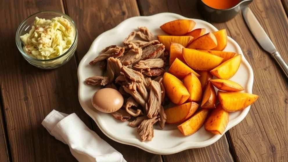 Pulled pork med klyftpotatis hemma